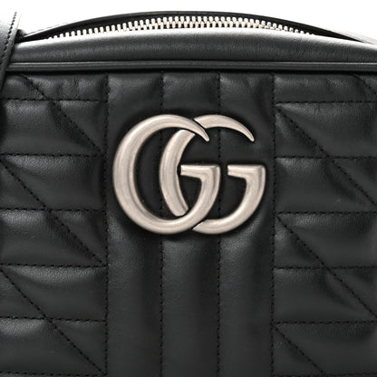Gucci Calfskin Matelasse Aria Small GG Marmont Chain Shoulder Bag Black 8 of 9