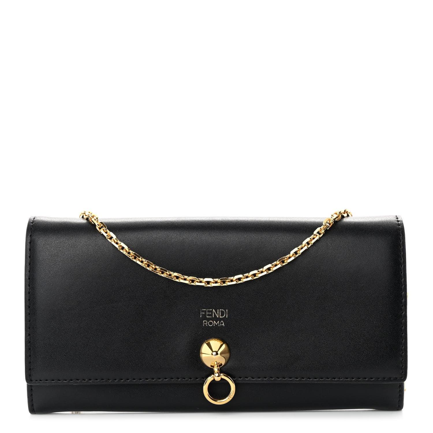 Fendi Vitello Liberty Century Lucido By The Way Continental Wallet On Chain Black 1 of 11