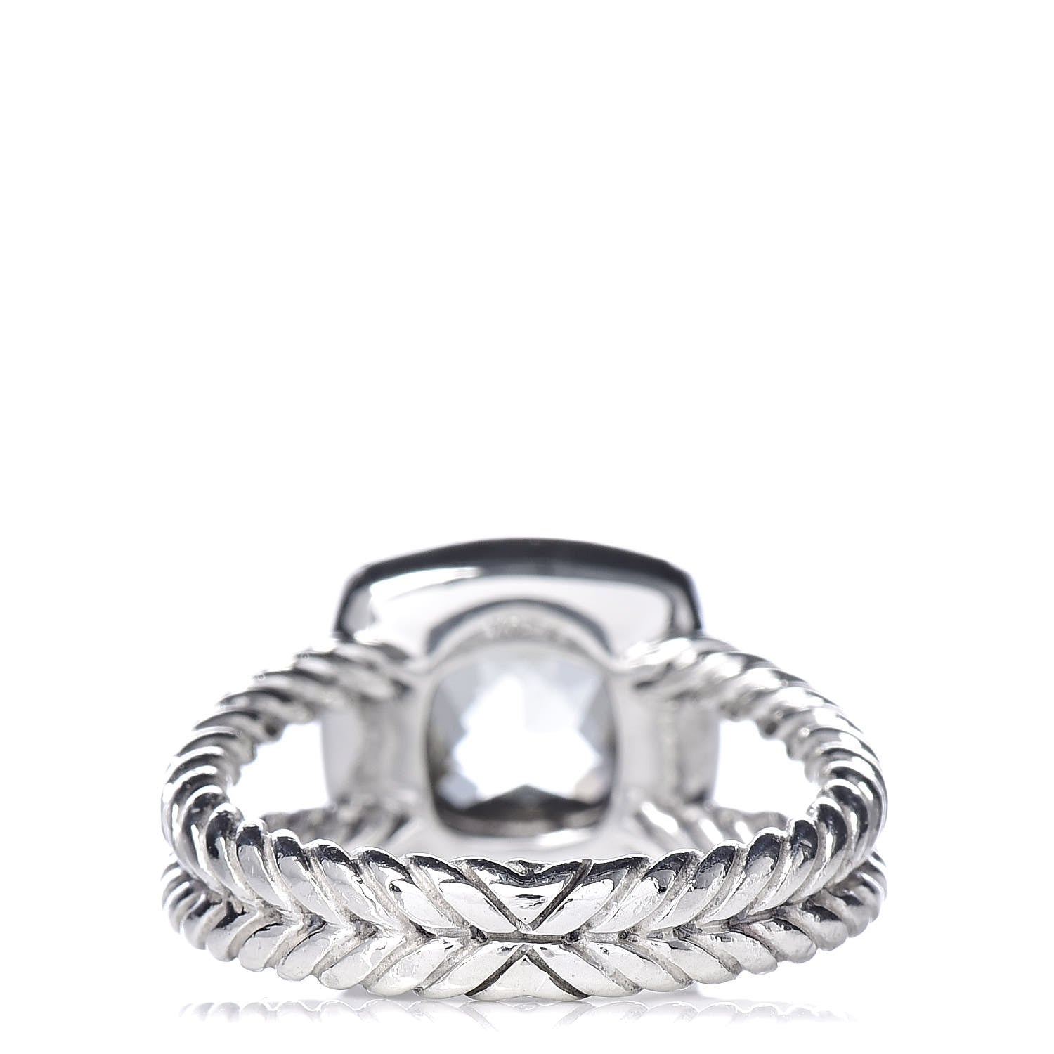 David Yurman Sterling Silver Diamond Prasiolite 7mm Petite Albion Ring 50 5.5 4 of 5