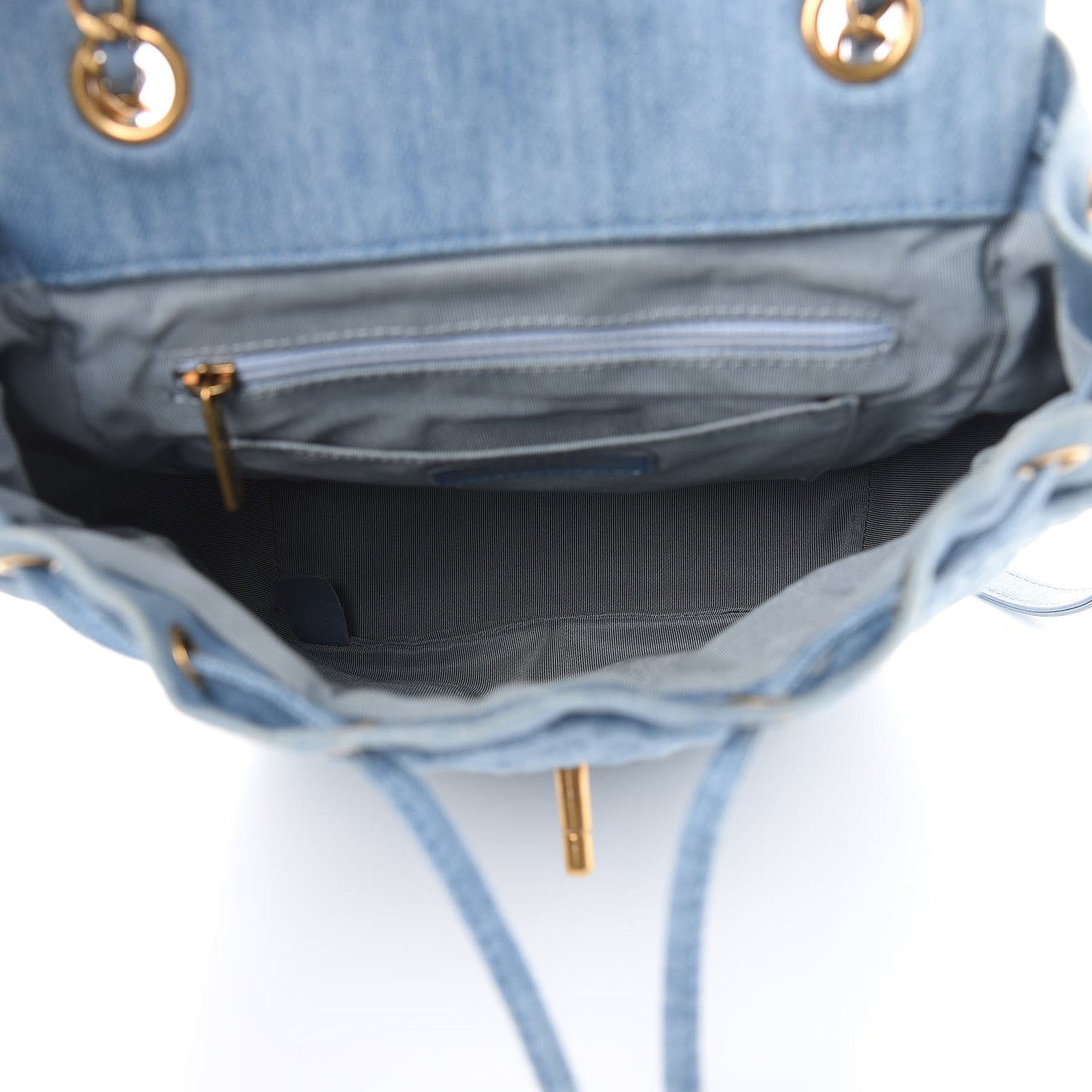 Washed Denim Quilted Small Urban Spirit Backpack Light Blue