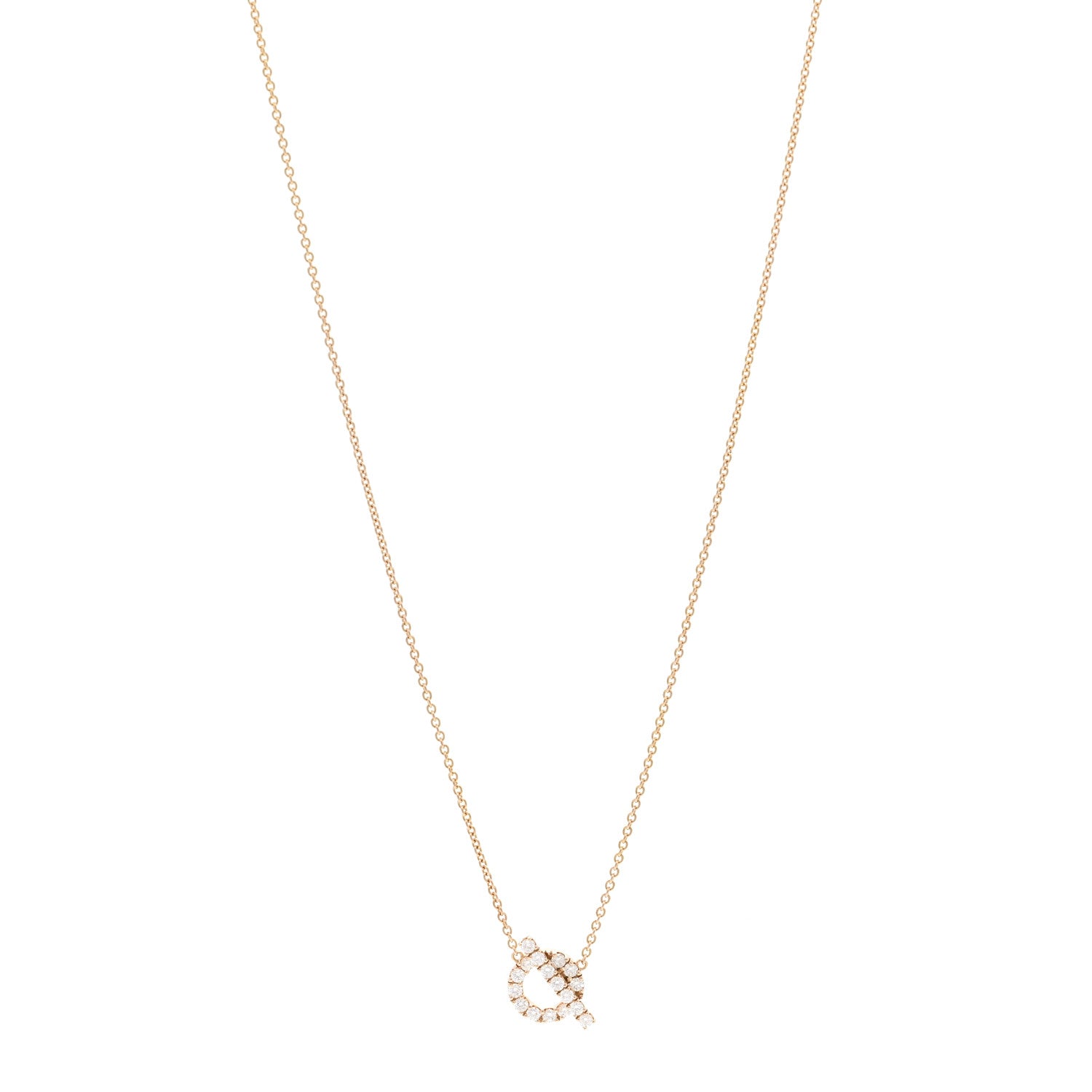 Hermes 18K Rose Gold Diamond Finesse Pendant Necklace 1 of 6