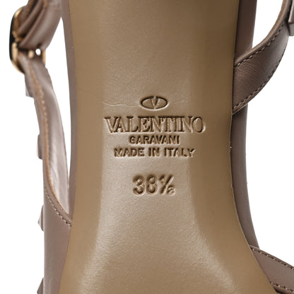 Valentino Garavani Calfskin Lacquered Monochrome Rockstud Half D'Orsay Slingback 50mm Pumps 38.5 Poudre 8 of 9