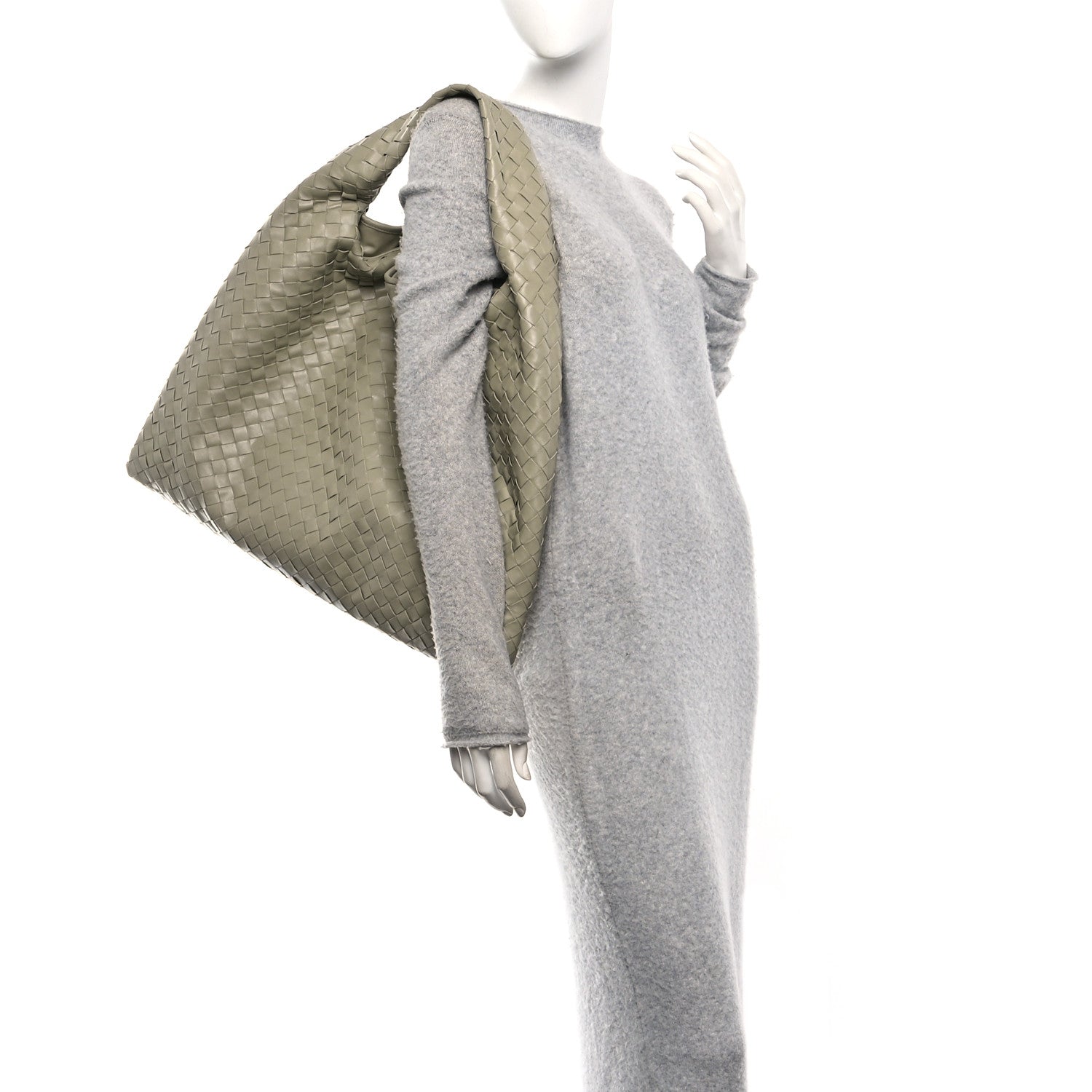 Bottega Veneta Calfskin Intrecciato Large Hop Travertine 2 of 9