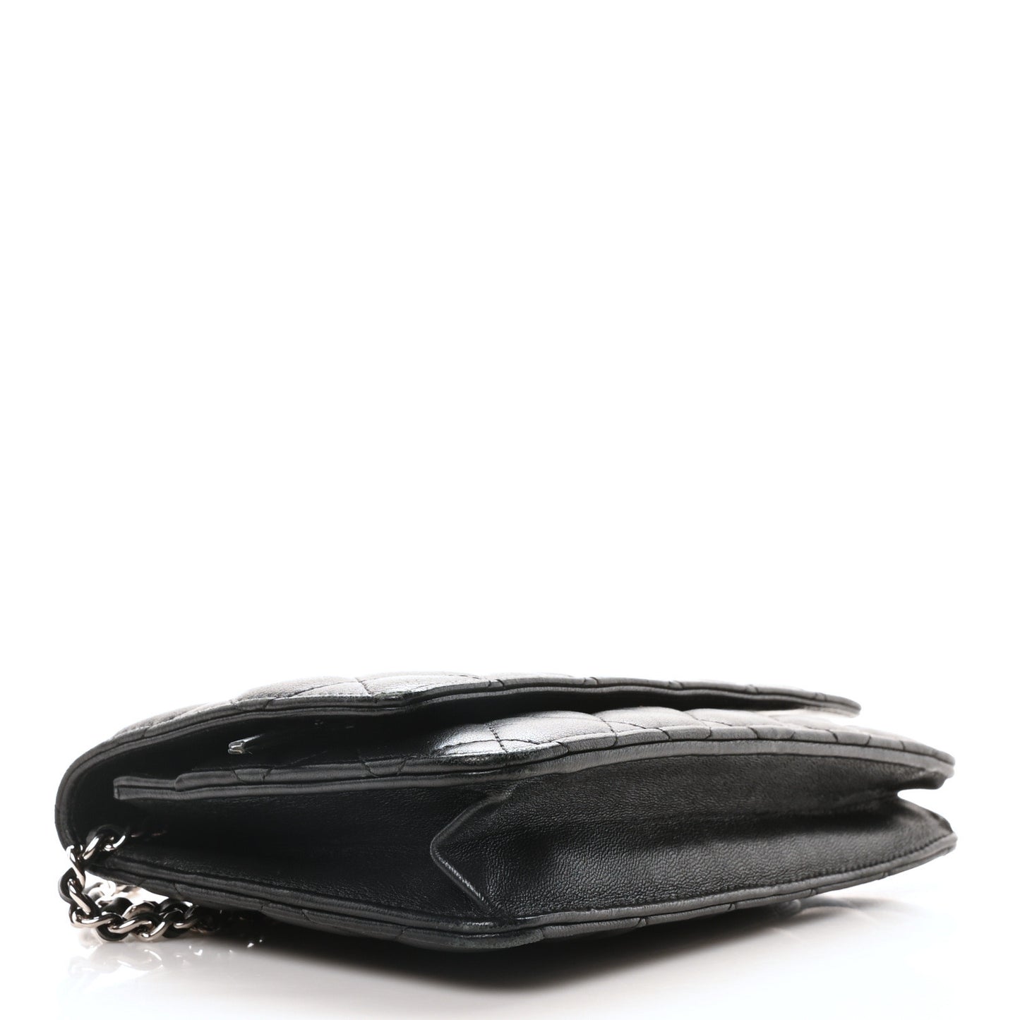Lambskin Quilted Wallet On Chain WOC Black