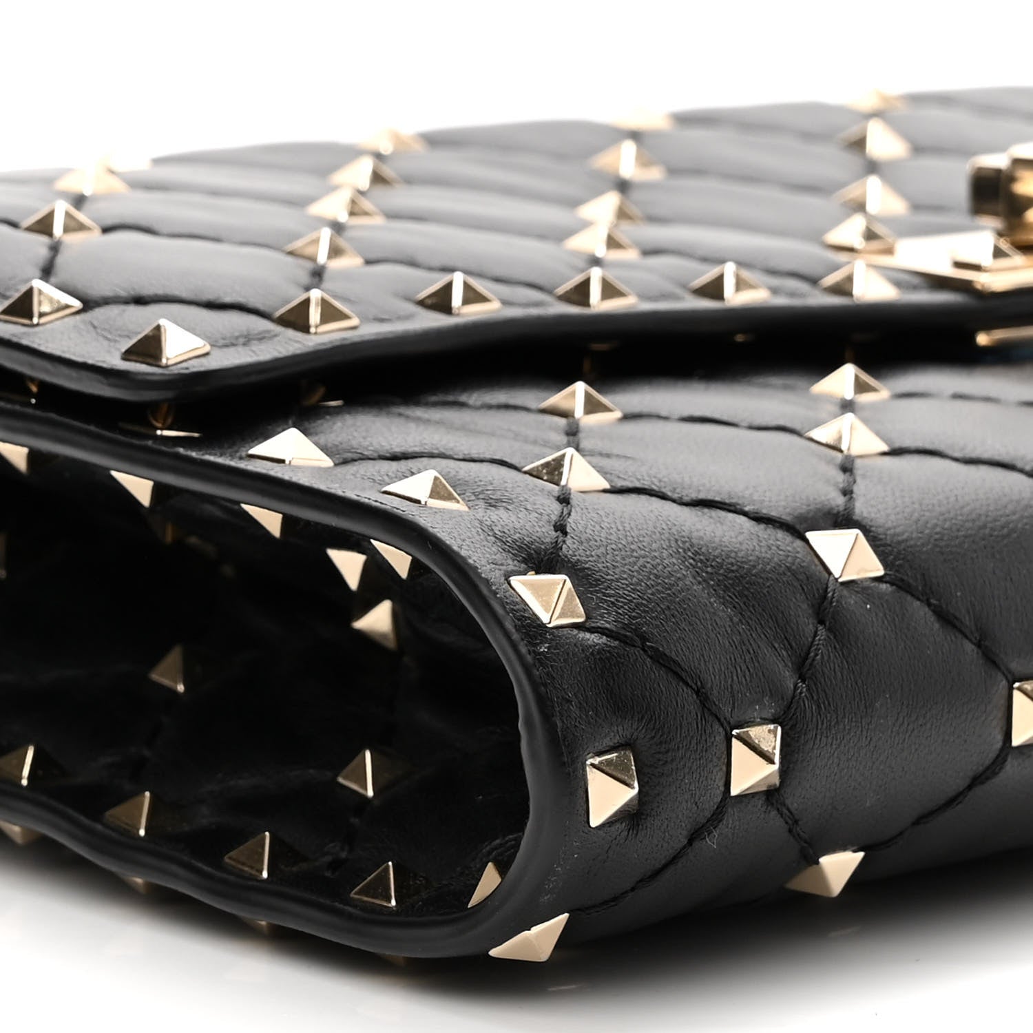 Valentino Garavani Lambskin Rockstud Spike Wallet on Chain Black 8 of 11