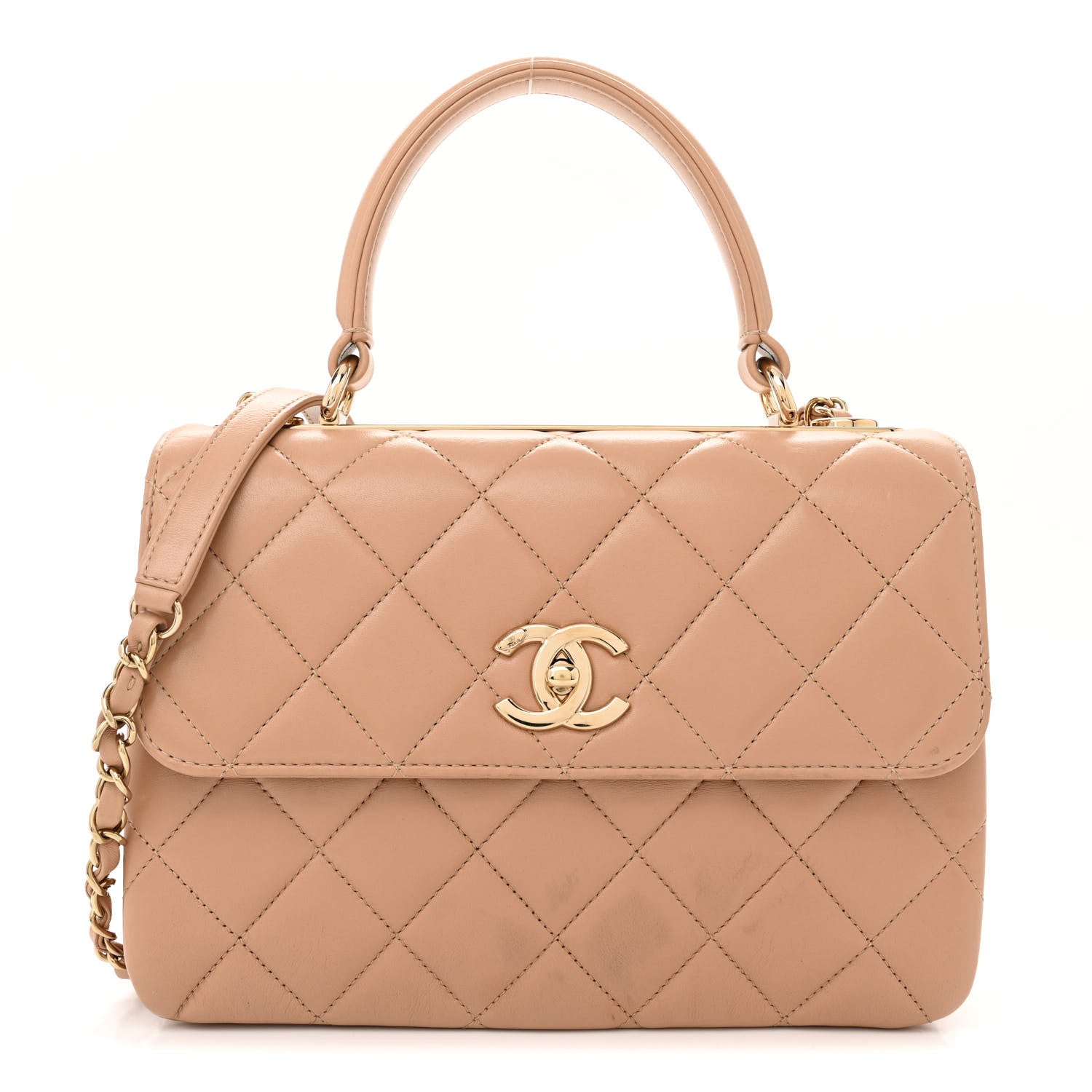 Chanel Lambskin Quilted Small Trendy CC Dual Handle Flap Bag Beige 1 of 13