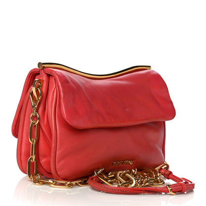 Miu Miu Nappa Shoulder Bag With Chain Red 3 of 20