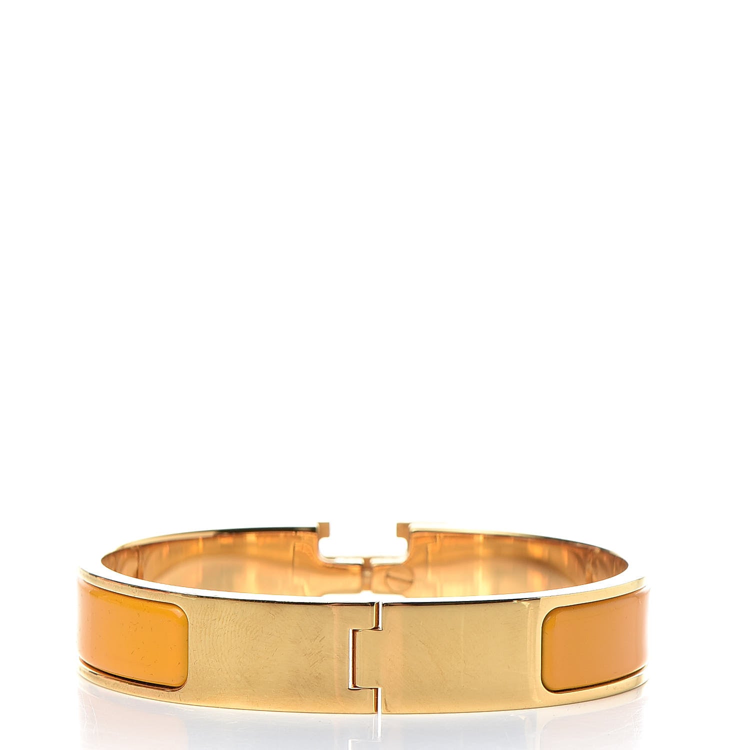 Hermes Enamel Narrow Clic Clac H Bracelet PM Jaune Madras 3 of 6