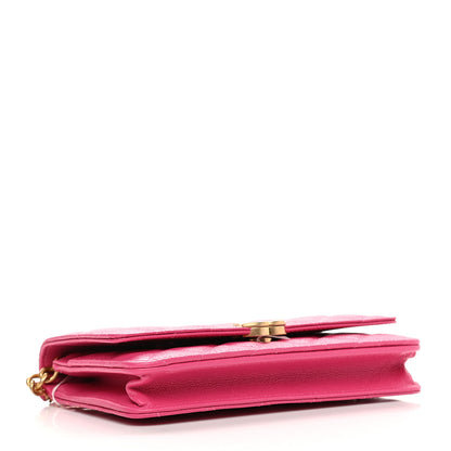 Chanel Shiny Caviar Quilted Chain Melody Wallet On Chain WOC Dark Pink 3 of 9