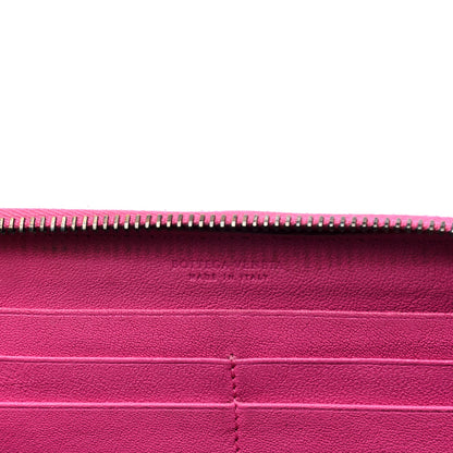 Bottega Veneta Snakeskin Intrecciato Zip Around Wallet Pink 4 of 7