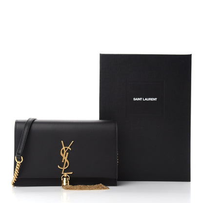 Saint Laurent Smooth Calfskin Classic Monogram Kate Tassel Chain Wallet Black 10 of 10