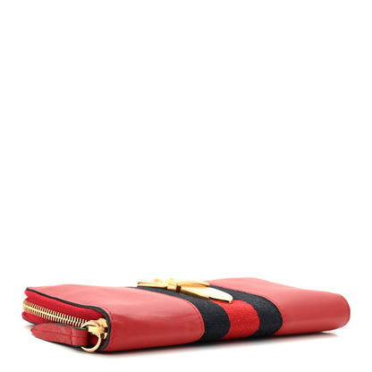 Gucci Calfskin Sylvie Zip Around Wallet Hibiscus Red 4 of 9