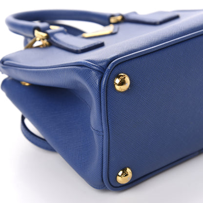 Prada Saffiano Micro Galleria Double Zip Tote Azzurro 6 of 9