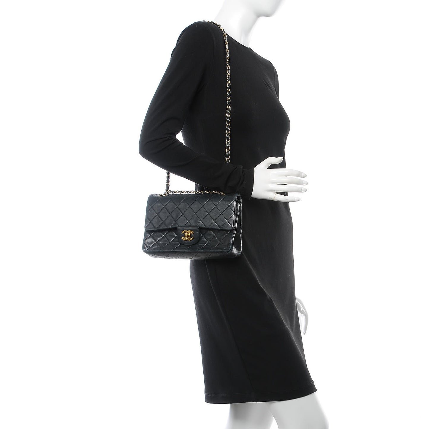 Lambskin Quilted Small Double Flap Black