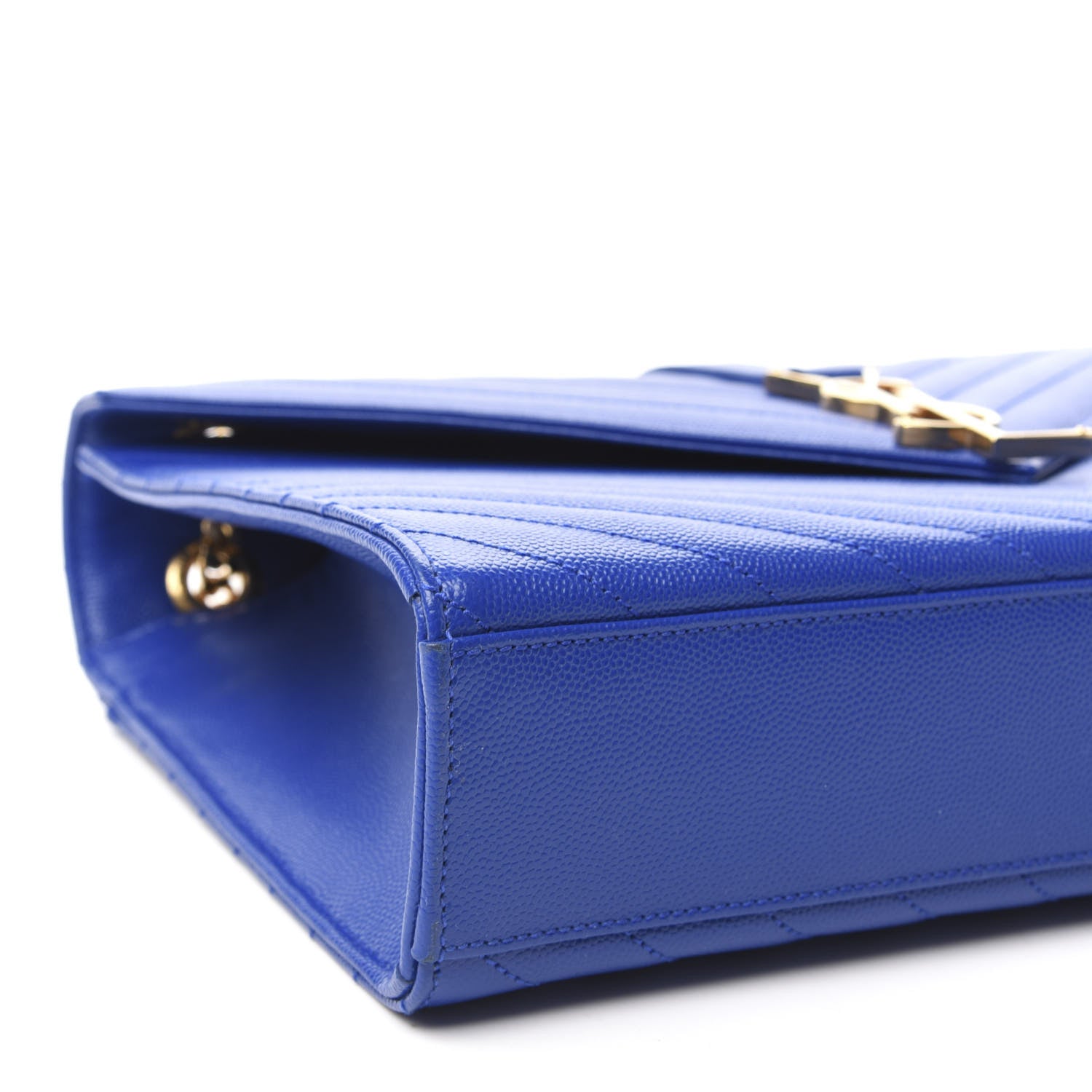Saint Laurent Grain De Poudre Matelasse Chevron Large Monogram Satchel Blue Majorelle 6 of 10