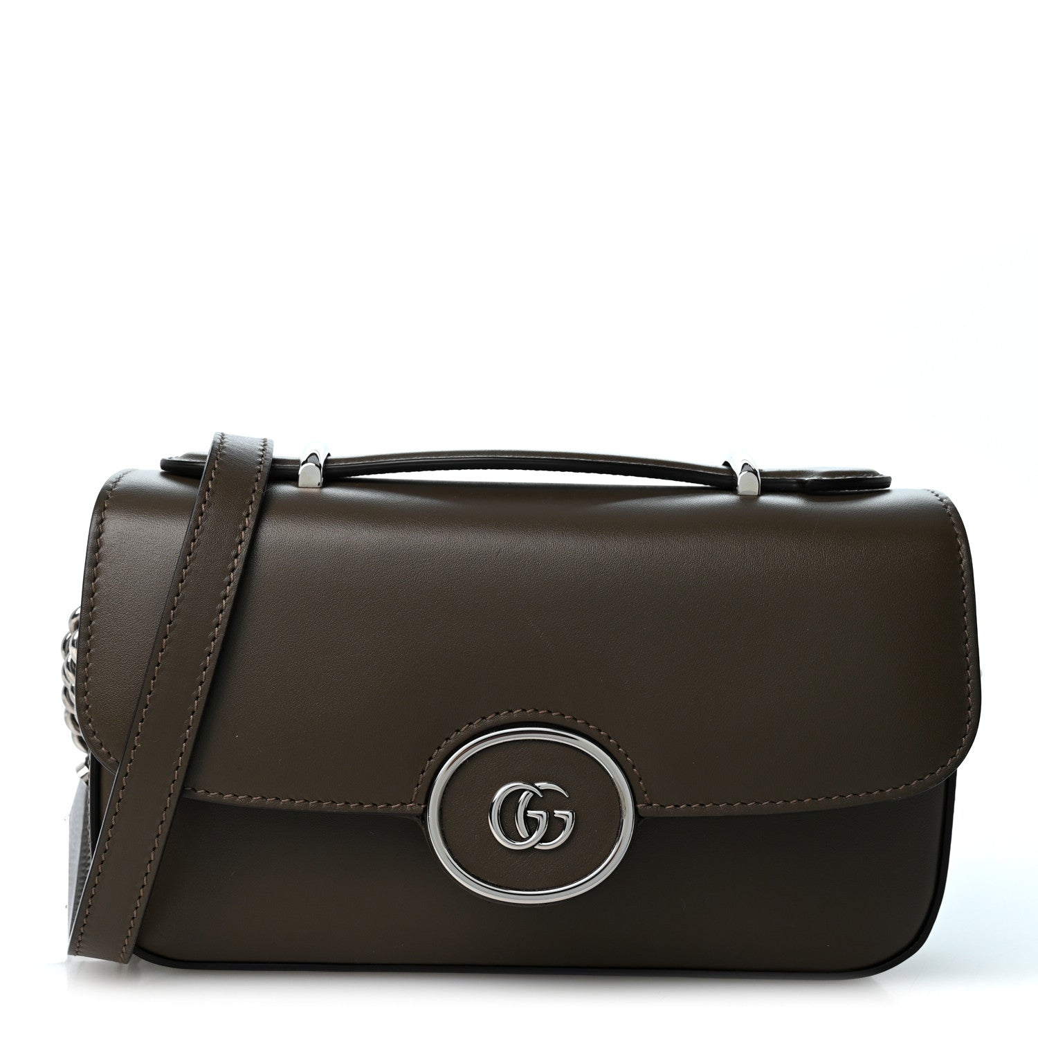 Gucci Senna Calfskin Petite GG Top Handle Shoulder Bag Brown 1 of 10