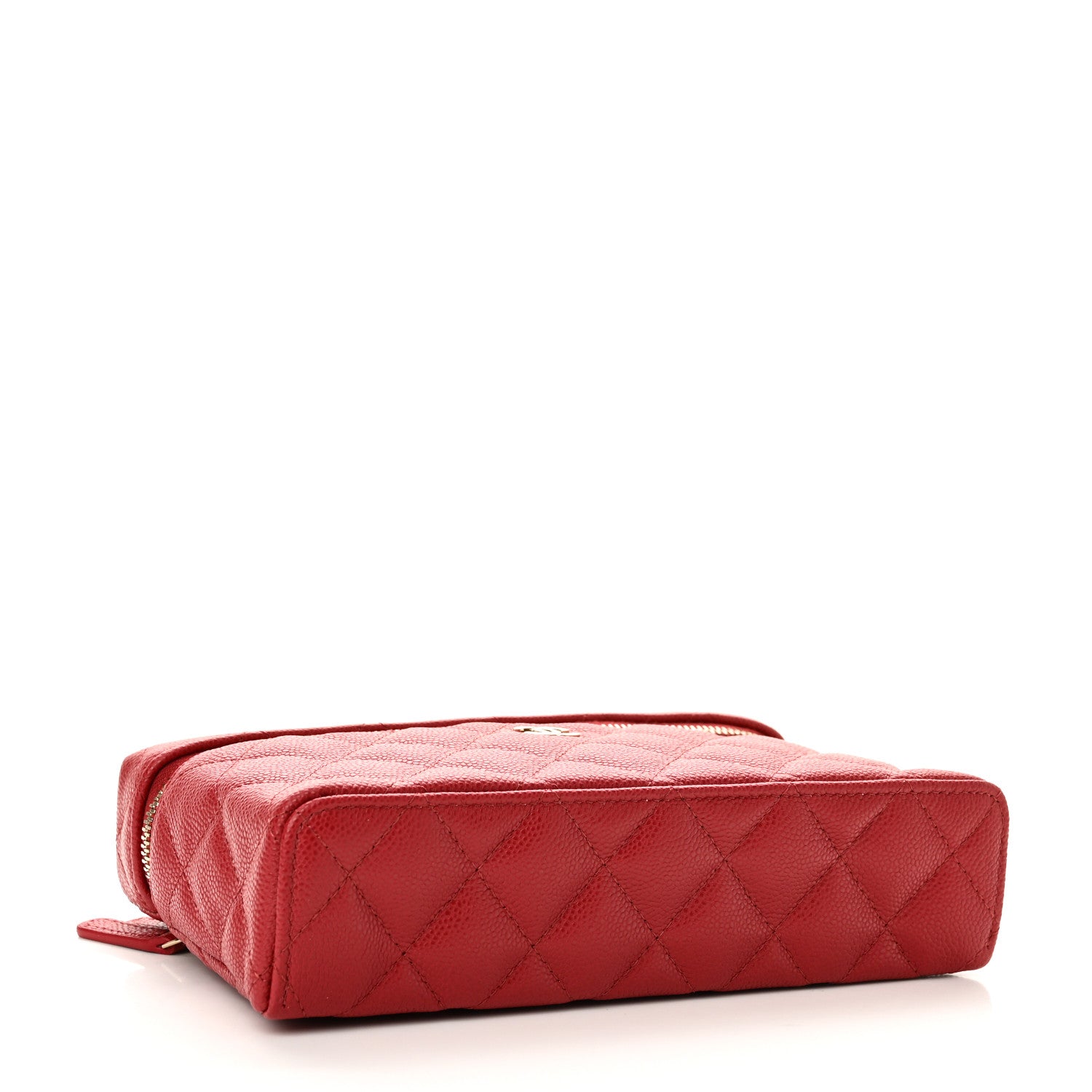 Chanel Caviar Quilted Top Handle Slim Vanity With Chain Red 4 of 11