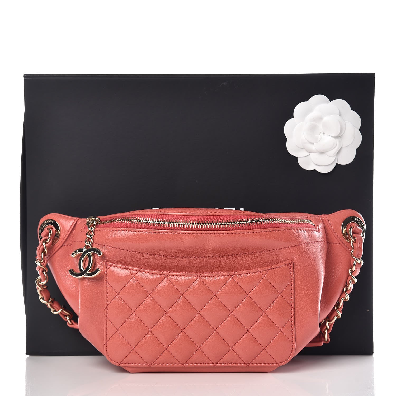 Chanel Crumpled Glazed Lambskin Quilted Waist Bag Fanny Pack Pink 10 of 10