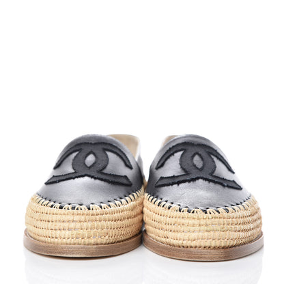 Chanel Lambskin Grosgrain CC Espadrilles 37 Black 2 of 9