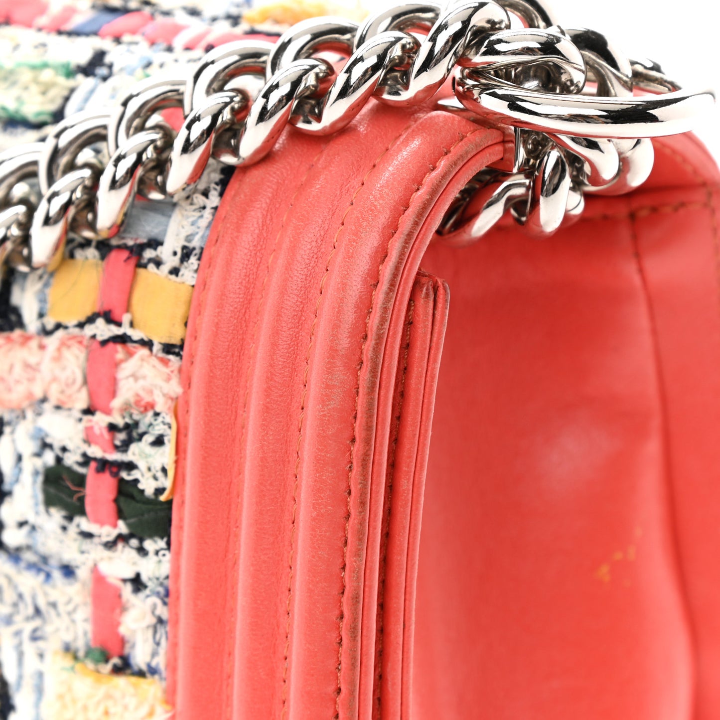 Lambskin Tweed Medium Boy Flap Coral