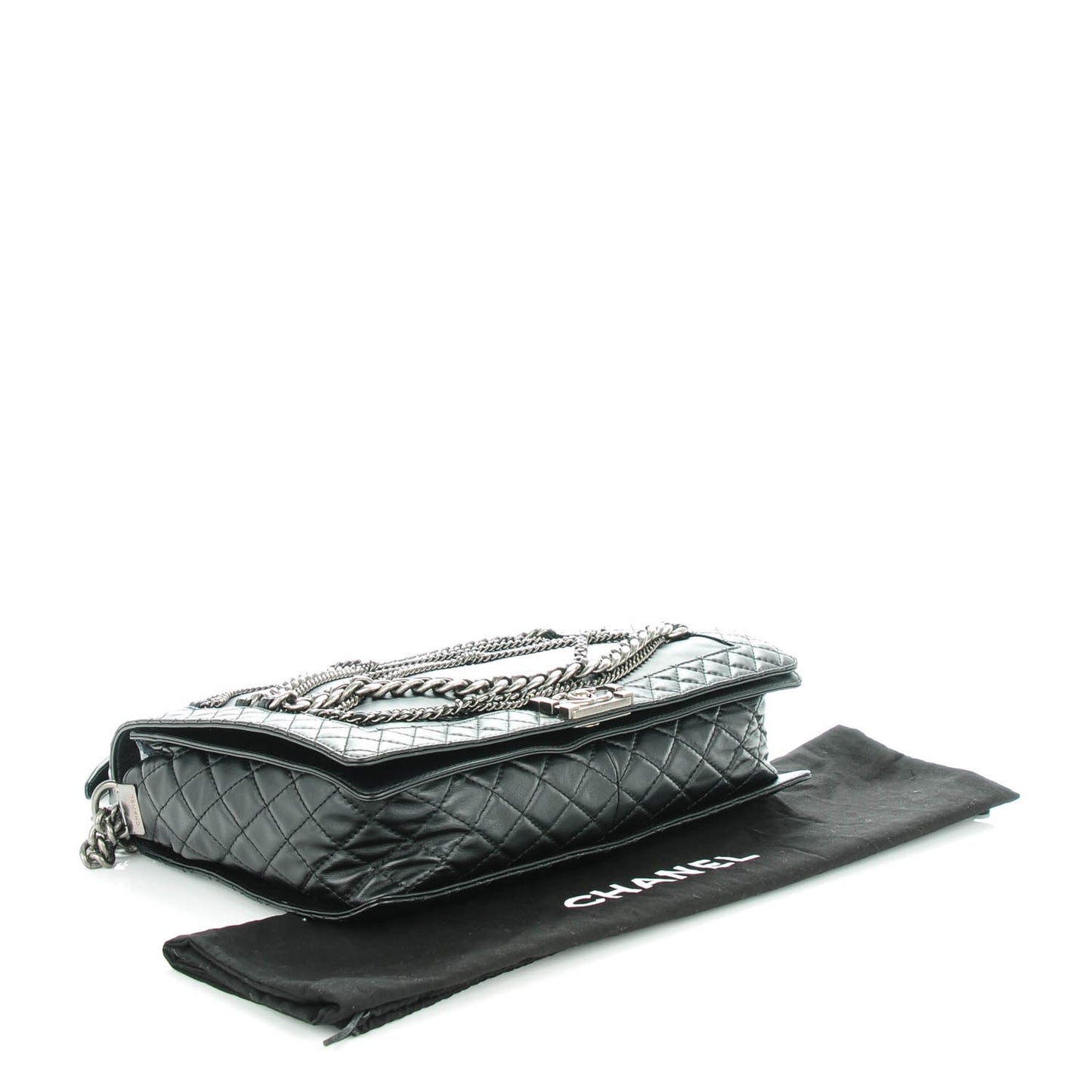 Calfskin Enchained XL Boy Flap Black
