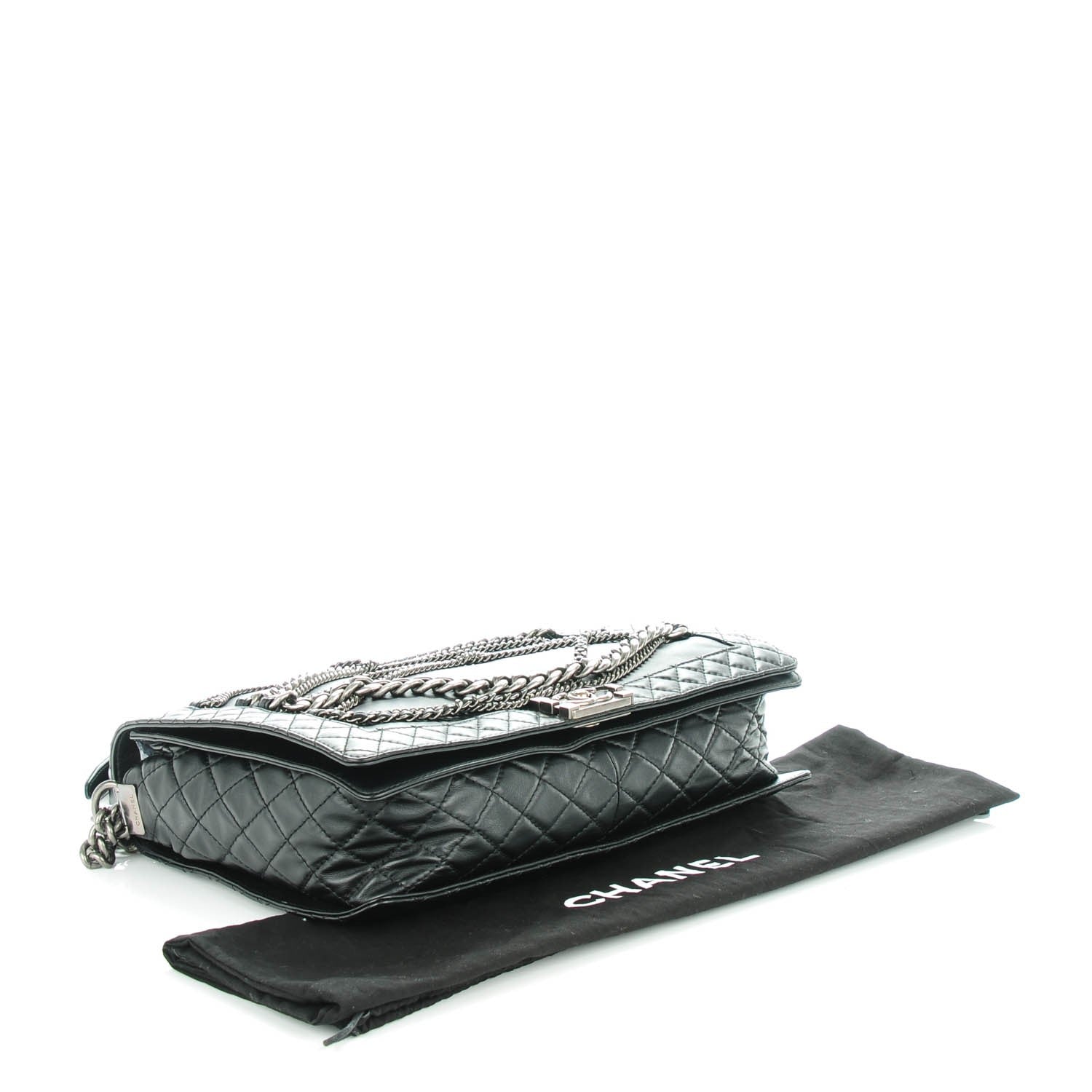 Chanel Calfskin Enchained XL Boy Flap Black 4 of 7