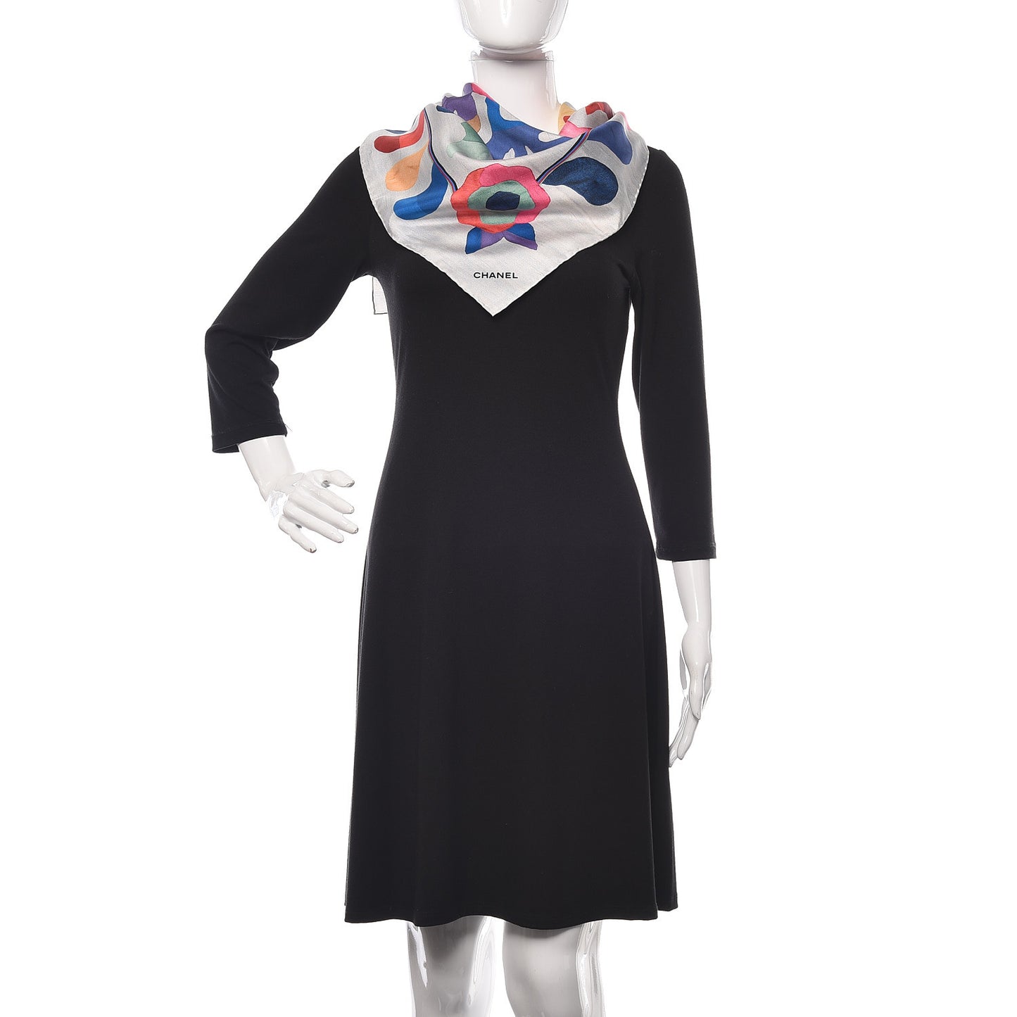 Silk CC Flower Square Scarf Grey