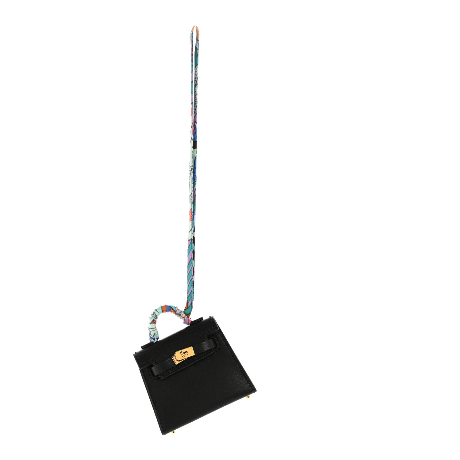 Hermes Tadelakt Mini Kelly Twilly Bag Charm Black 1 of 6