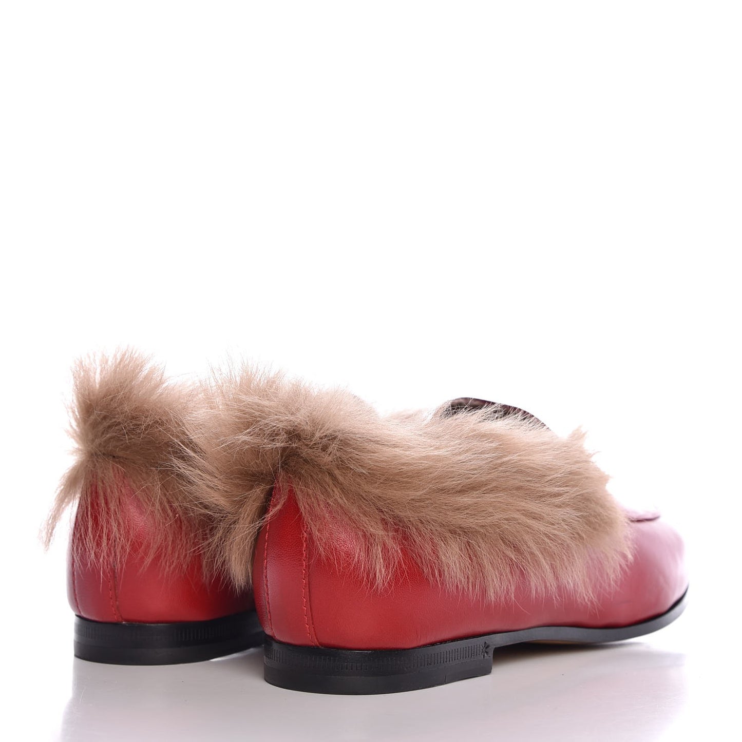 Malaga Kid Fur Womens Jordaan Loafers 36 Hibiscus Red Natural