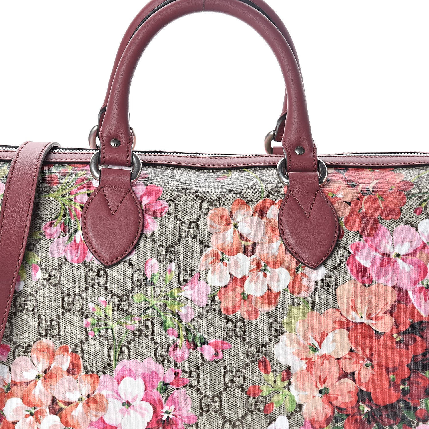 Gucci GG Supreme Monogram Blooms Medium Boston Beige Multicolor Dry Rose 7 of 9