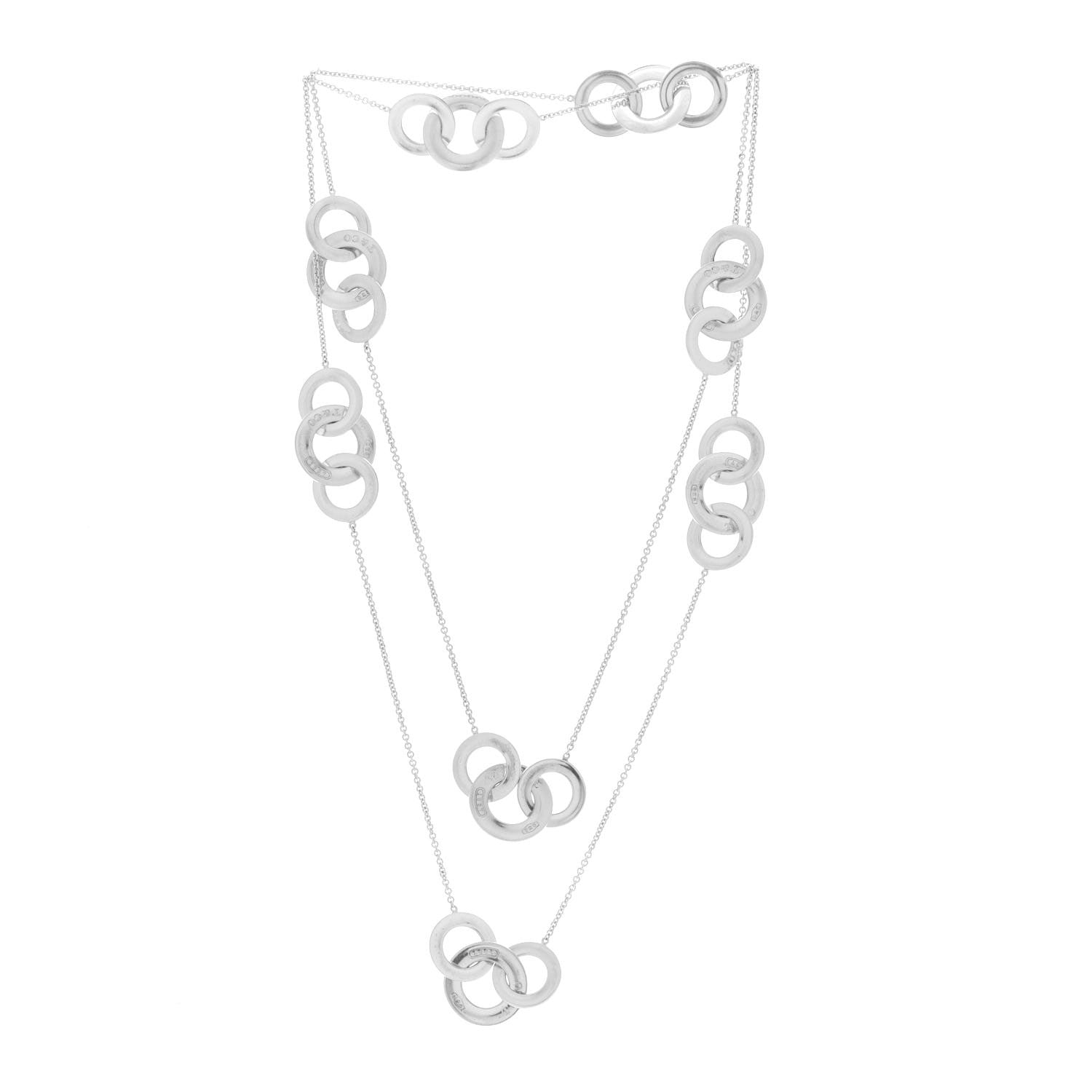 Tiffany Sterling Silver 1837 Interlocking Circles Station Long Necklace 2 of 4