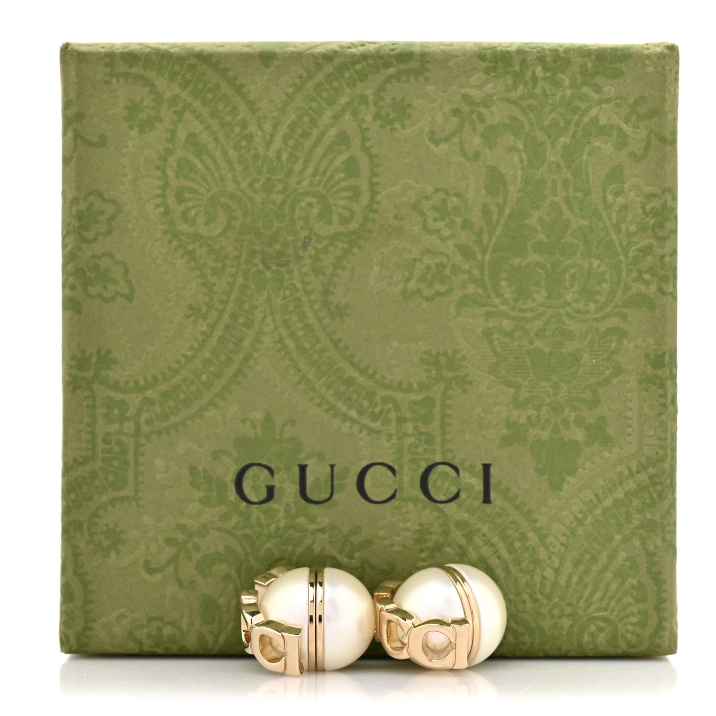 Metal Pearl Logo Magnetic Earrings Gold