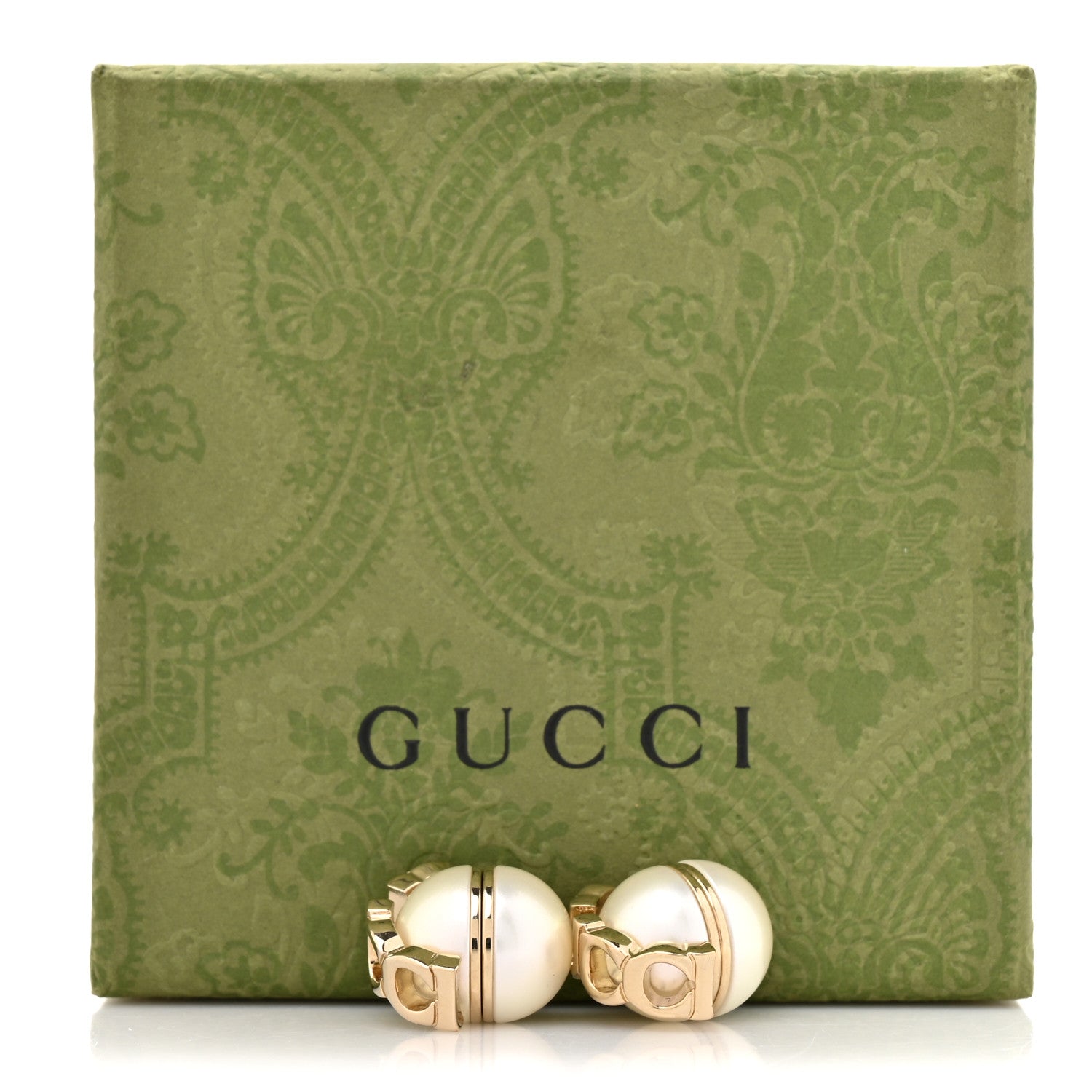 Gucci Metal Pearl Logo Magnetic Earrings Gold 5 of 5