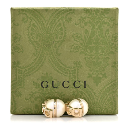Gucci Metal Pearl Logo Magnetic Earrings Gold 5 of 5