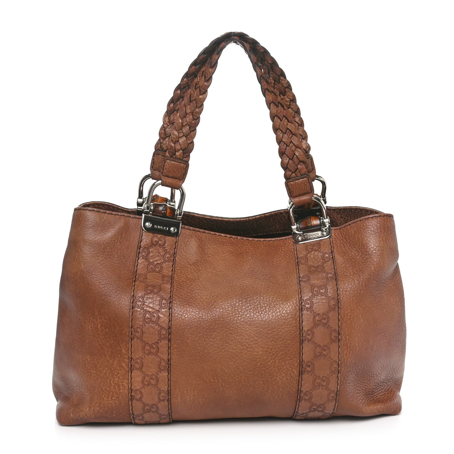 Calfskin Medium Bamboo Bar Tote Bag Brown