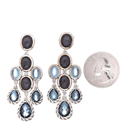 David Yurman Sterling Silver Blue Topaz Black Orchid Chandelier Earrings 2 of 5