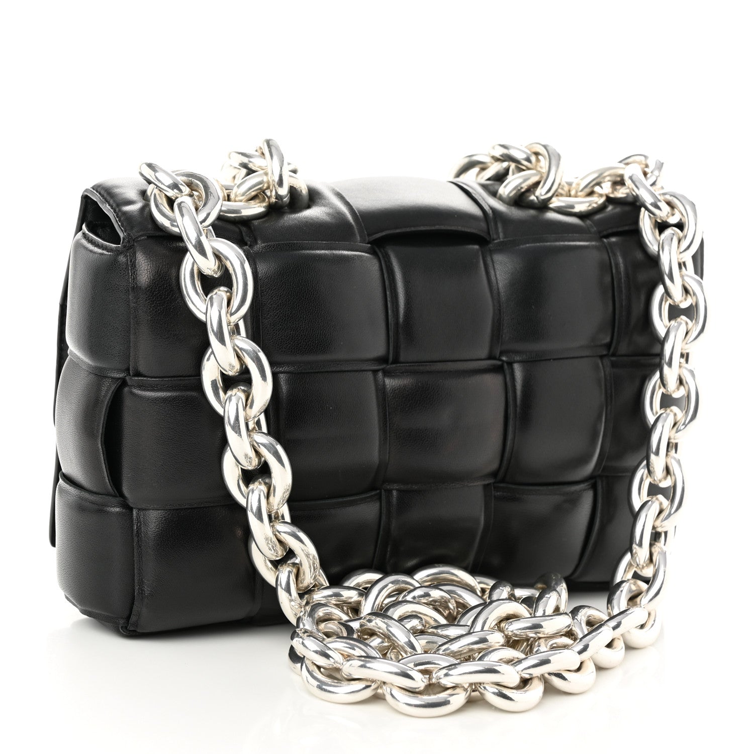 Bottega Veneta Lambskin Maxi Intreccio Padded Chain Cassette Crossbody Bag Black 3 of 9