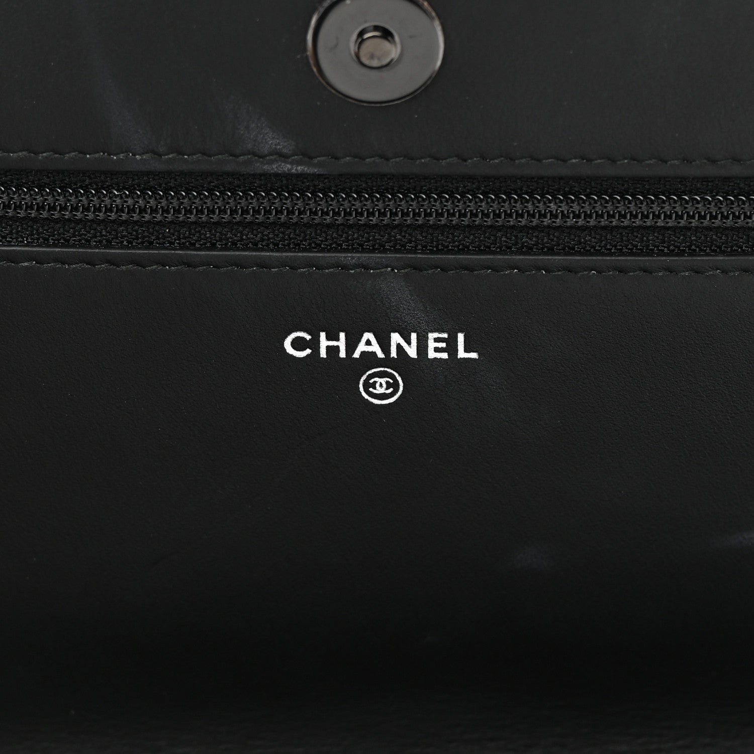 Chanel Calfskin Painted Chevron Embossed Boy Wallet On Chain WOC Black 6 of 15