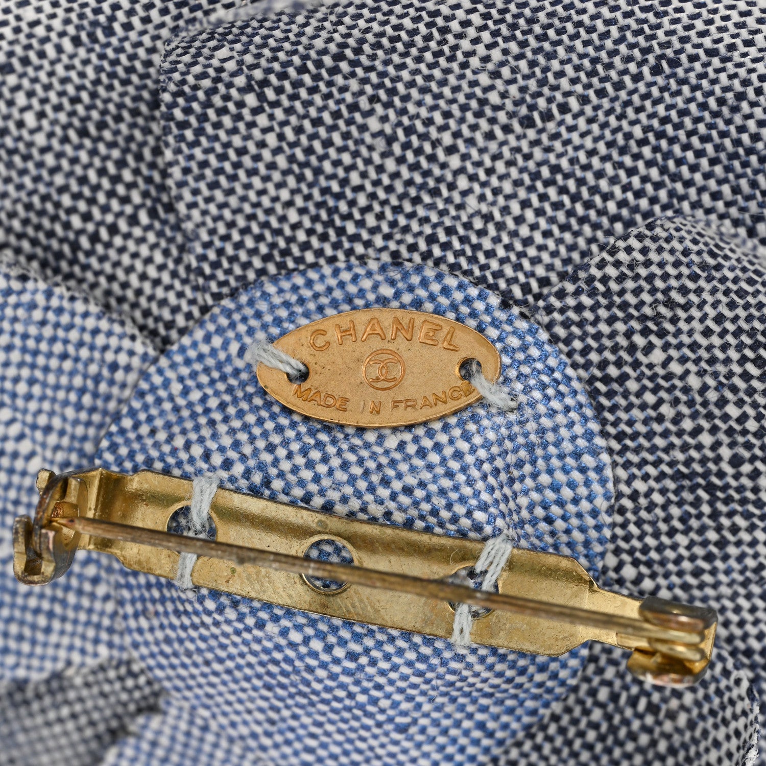 Chanel Linen Camellia Brooch Blue 4 of 5