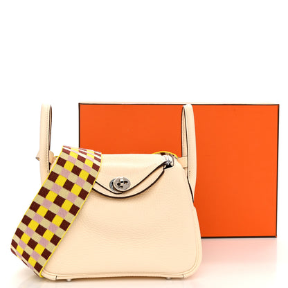 Hermes Taurillon Clemence Maxi Quadrille Mini Lindy 20 Nata Citron 11 of 11