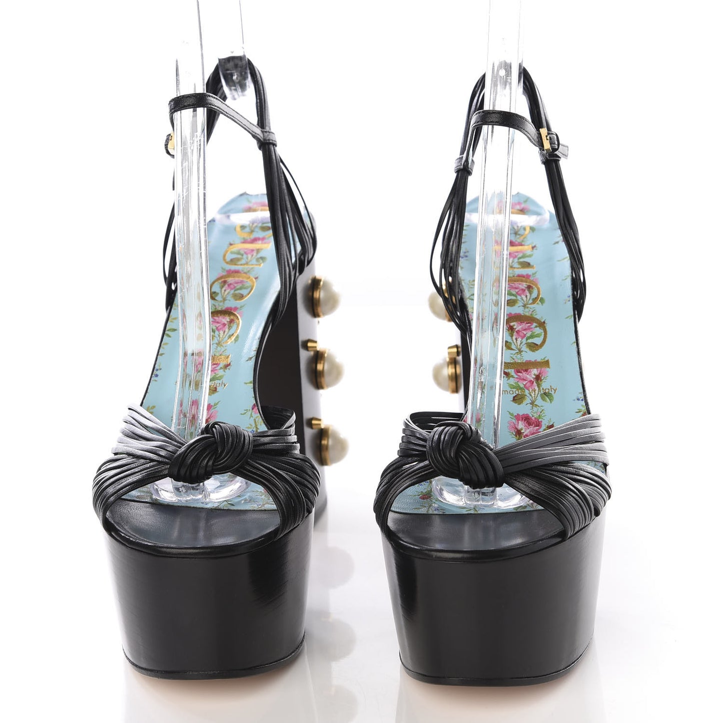 Malaga Kid Pearl Knot Platform Sandals 39 Black