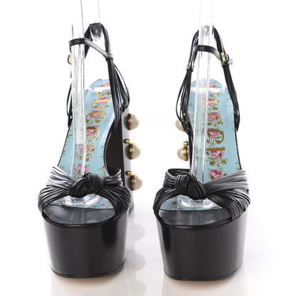 Gucci Malaga Kid Pearl Knot Platform Sandals 39 Black 6 of 10
