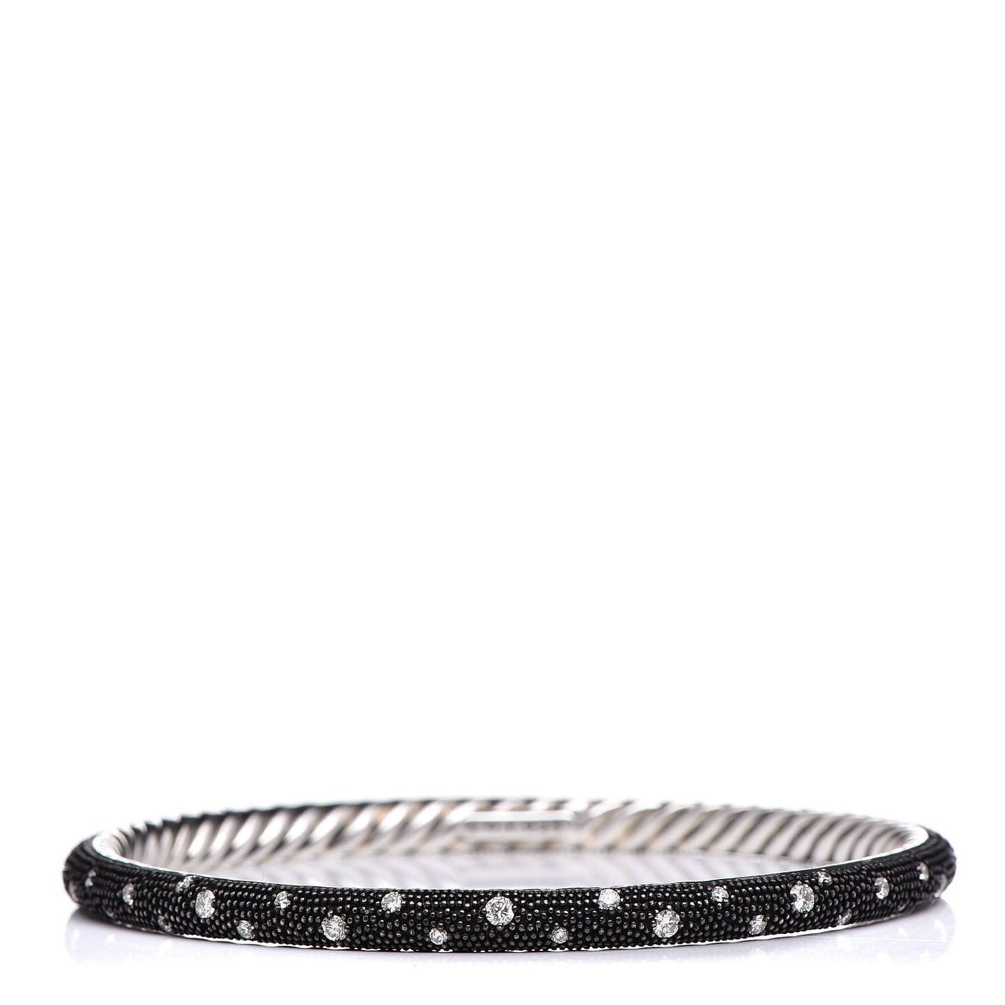 Sterling Silver Diamond 4mm Midnight Melange Bangle Bracelet