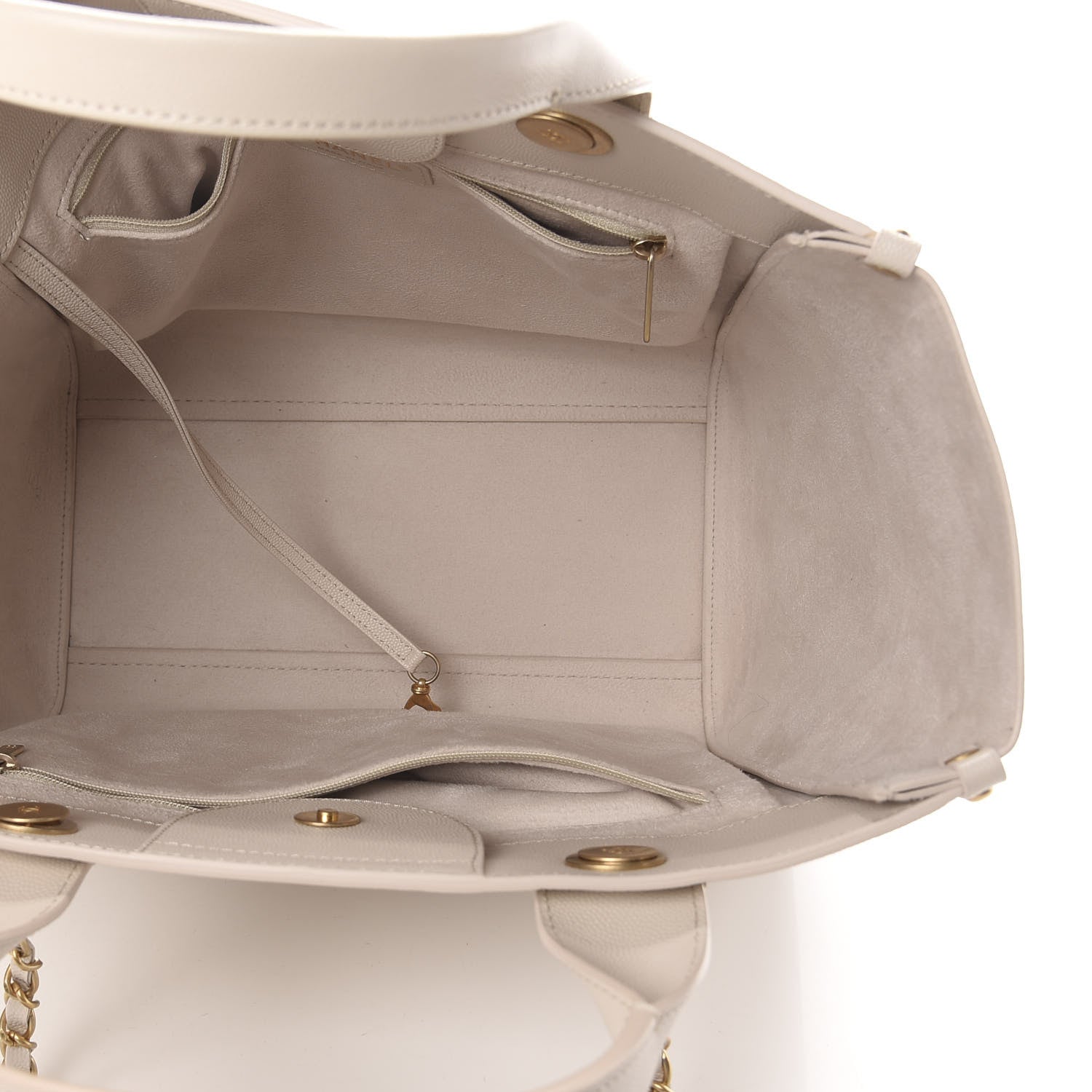 Chanel Caviar Small Studded Deauville Tote Ivory 5 of 10