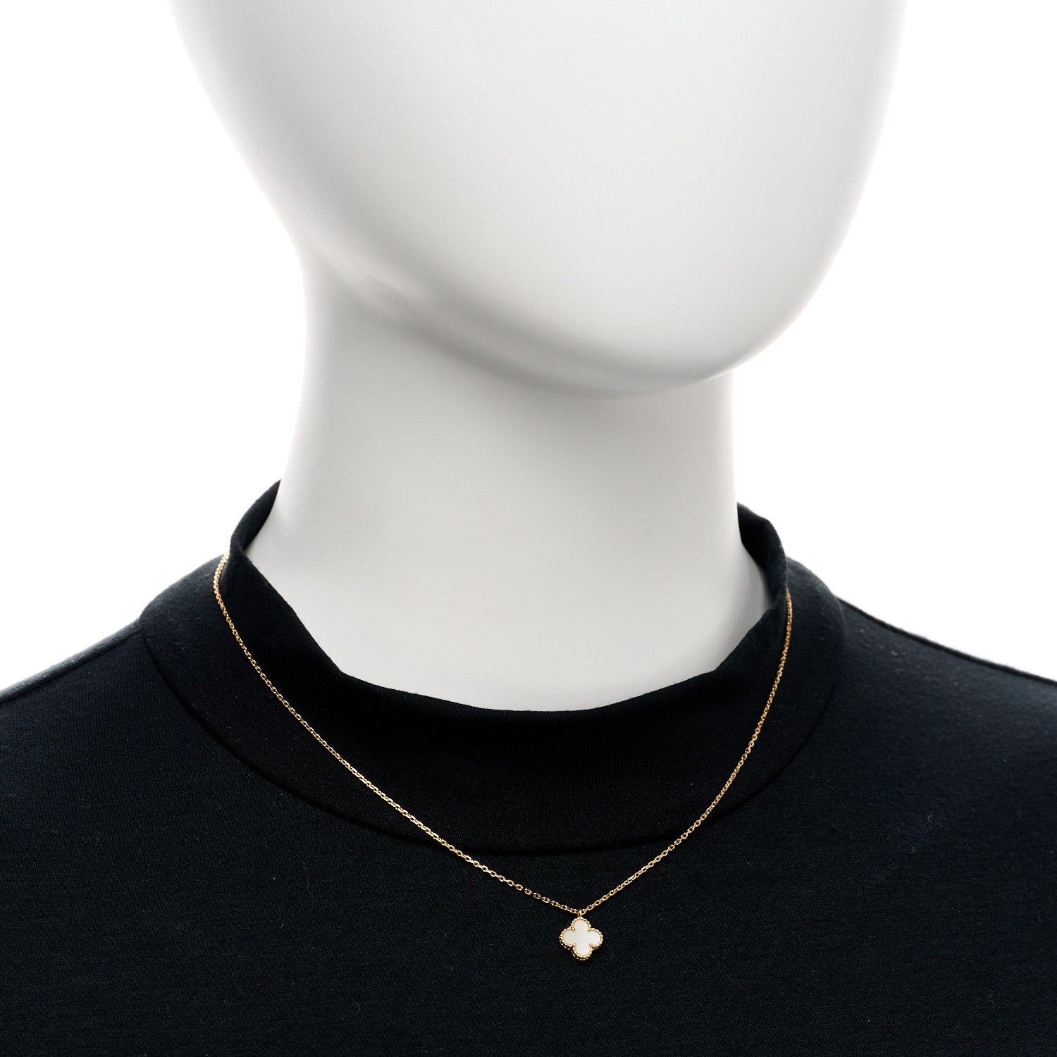 Van Cleef & Arpels 18K Yellow Gold Mother of Pearl Sweet Alhambra Pendant Necklace 2 of 5