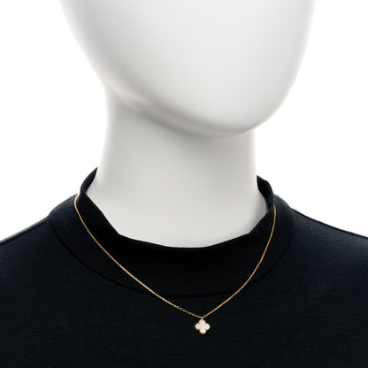 Van Cleef & Arpels 18K Yellow Gold Mother of Pearl Sweet Alhambra Pendant Necklace 2 of 5