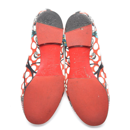 Christian Louboutin Fabric Sakouette Face Spikes Polka Dot Loafers 36.5 Multicolor Silver 7 of 14