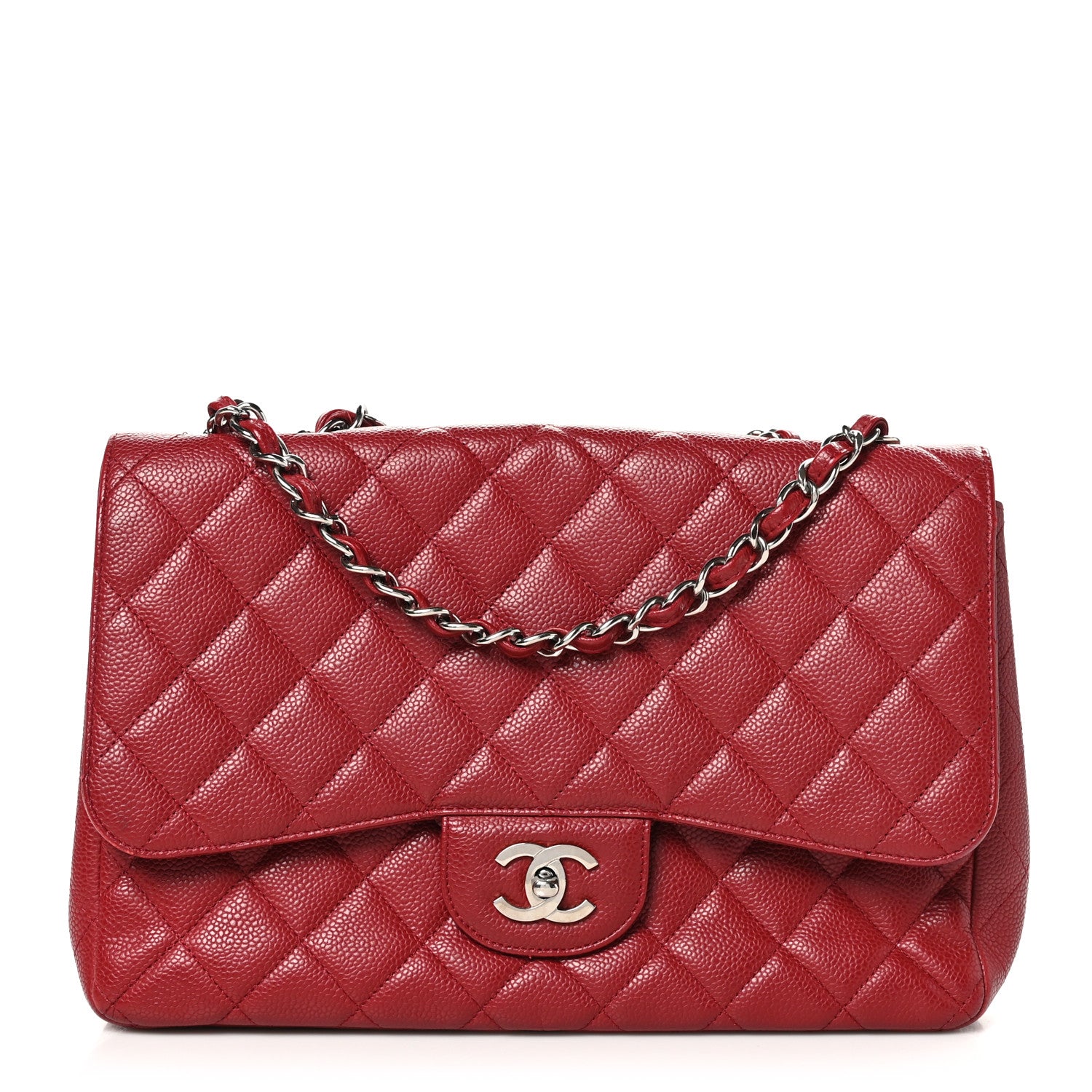 Chanel Caviar Quilted Jumbo Single Flap Red 1 of 12