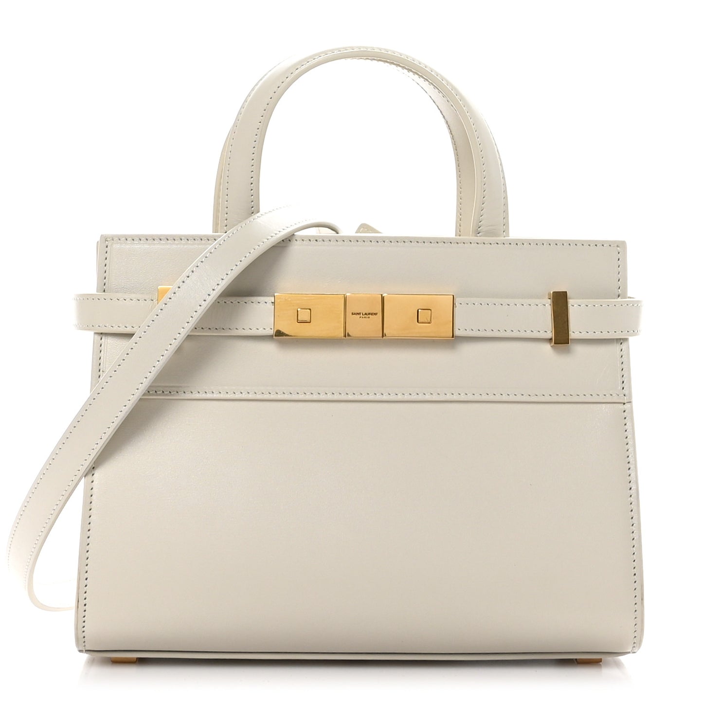 Smooth Calfskin Nano Manhattan Shopper Tote Crema Soft