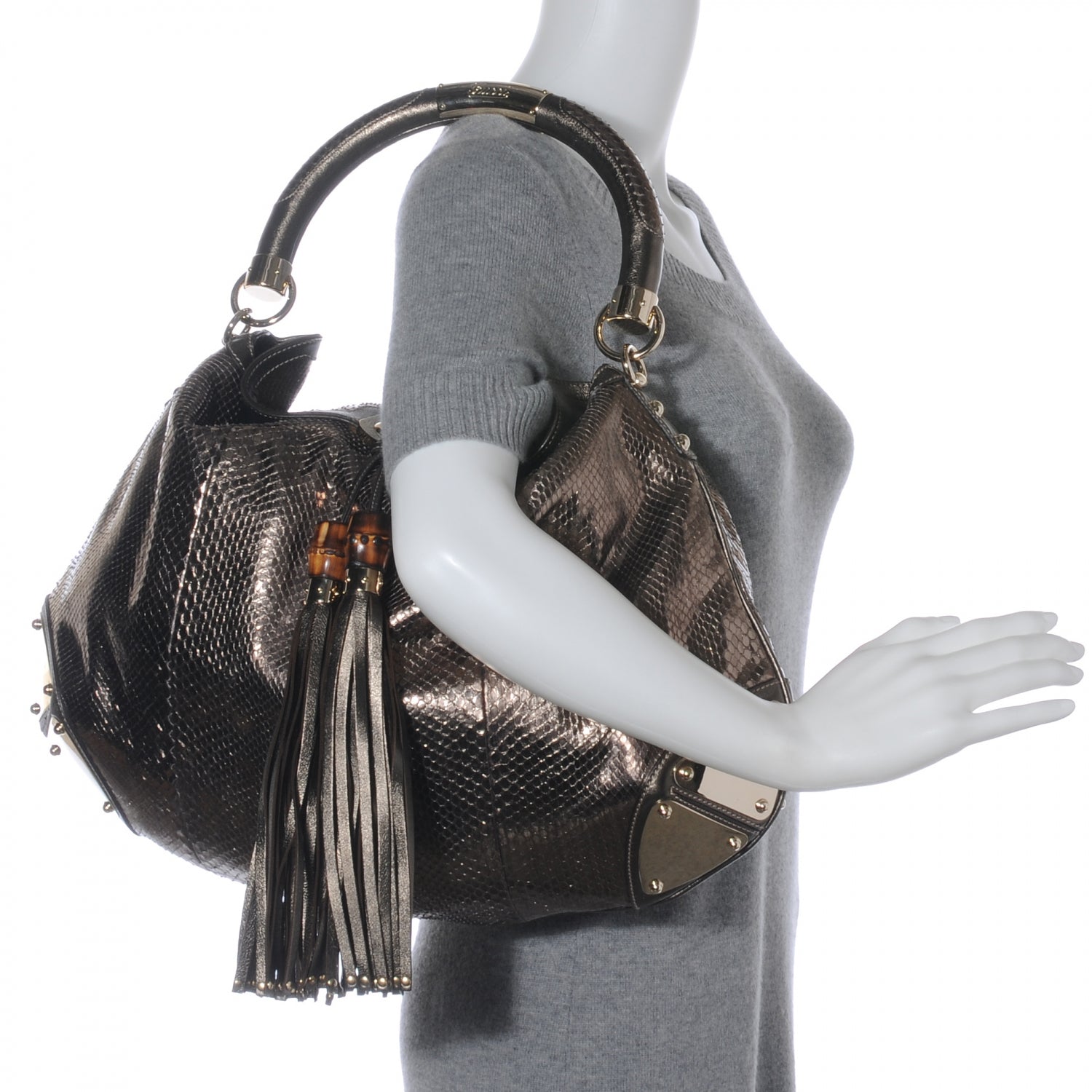 Gucci Python Large Indy Top Handle Hobo 2 of 7